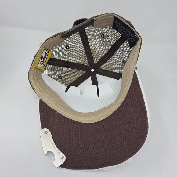 The Simpsons Duff Beer 2008 Hat Cap Mens White Brown Bottle Opener Rare Snapback - Picture 8 of 11